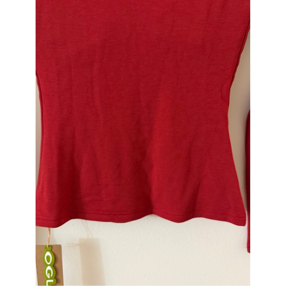 OGL Red Fitted Keyhole Mock Neck Top - Picture 15 of 16
